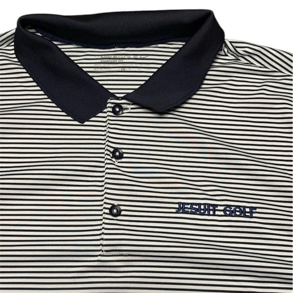 Nike Other - Nike Golf Polo Navy Blue and White Striped Jesuit golf Men’s XL